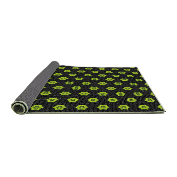 Thickness of Patterned Black Novelty Rug, pat2478