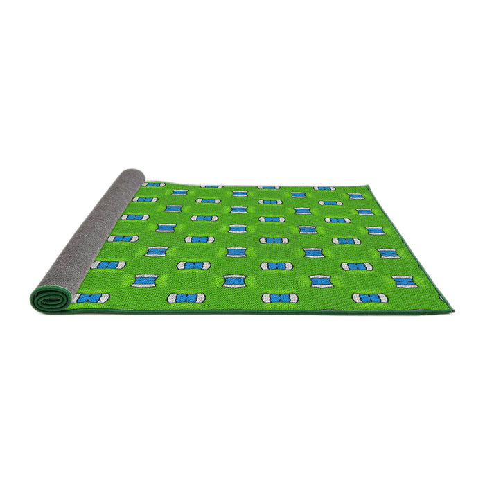 Thickness of Patterned Emerald Green Novelty Rug, pat2484