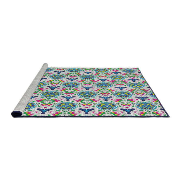 Serging Thickness of Machine Washable Transitional Magic Mint Green Rug, wshpat2487