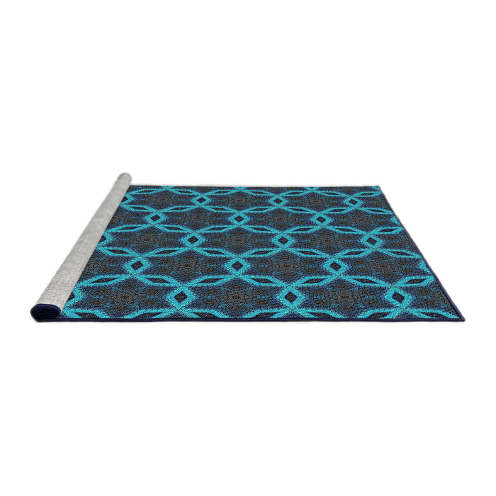 Serging Thickness of Machine Washable Transitional Deep-Sea Blue Rug, wshpat2496