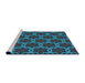 Serging Thickness of Machine Washable Transitional Deep-Sea Blue Rug, wshpat2496