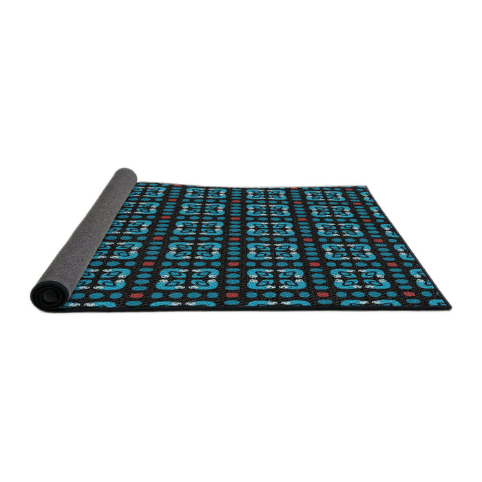 Thickness of Patterned Blue Ivy Blue Novelty Rug, pat2500