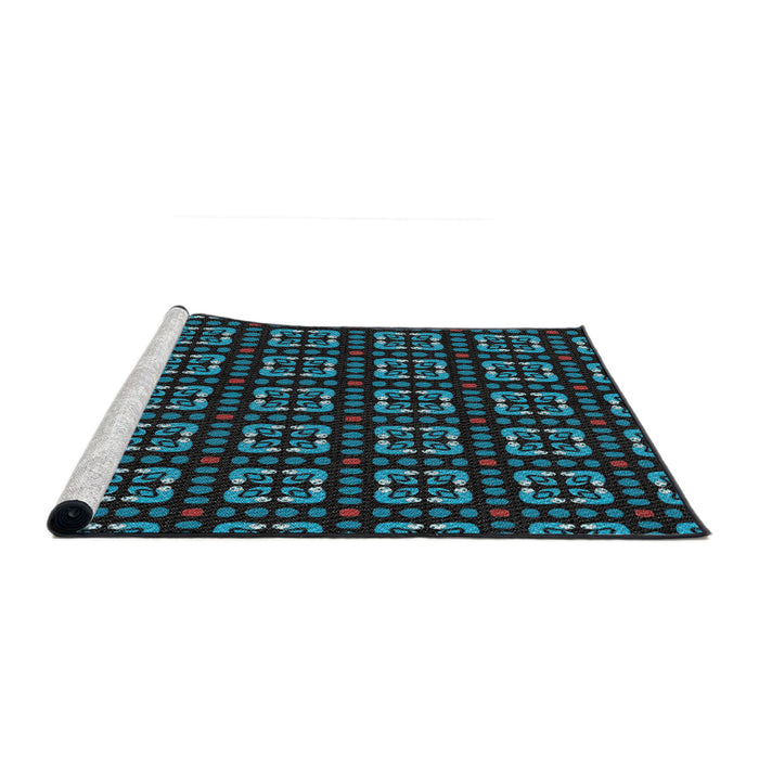 Serging Thickness of Machine Washable Transitional Blue Ivy Blue Rug, wshpat2500