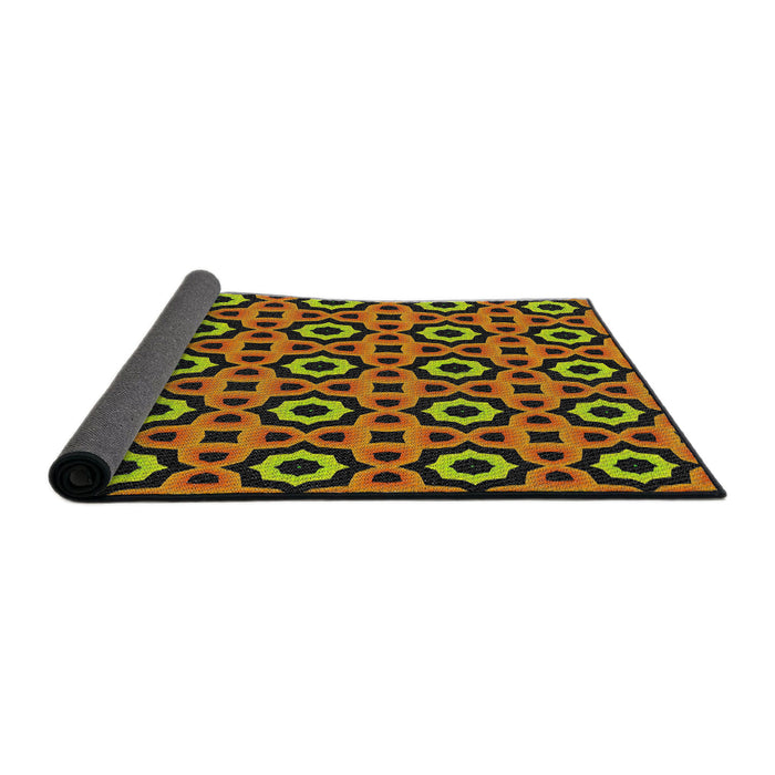 Thickness of Patterned Orange Gold Novelty Rug, pat2507