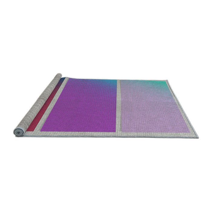 Serging Thickness of Machine Washable Transitional Medium Violet Red Pink Rug, wshpat2511