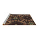 Serging Thickness of Machine Washable Transitional Black Brown Rug, wshpat2516