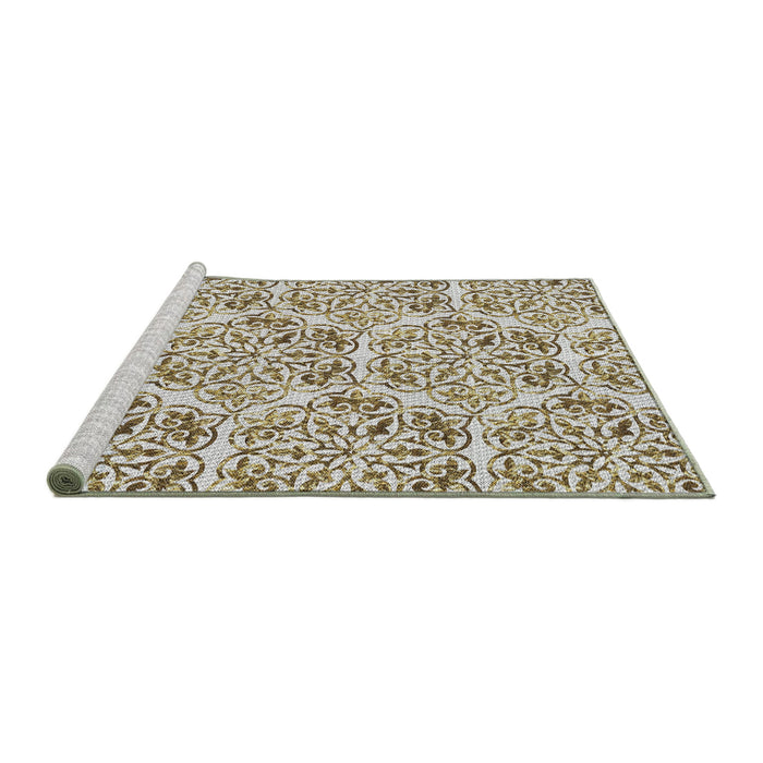 Serging Thickness of Machine Washable Transitional White Gold Rug, wshpat2517