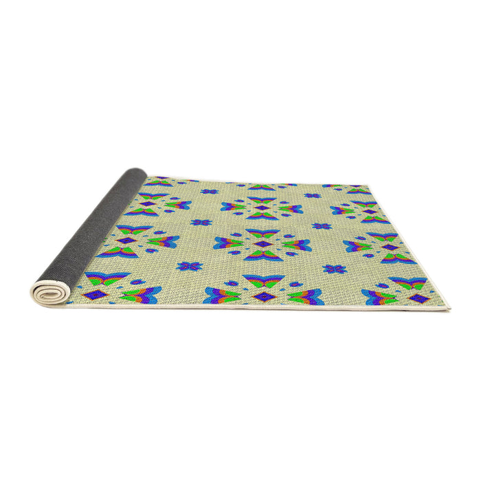 Thickness of Patterned Khaki Gold Novelty Rug, pat2518