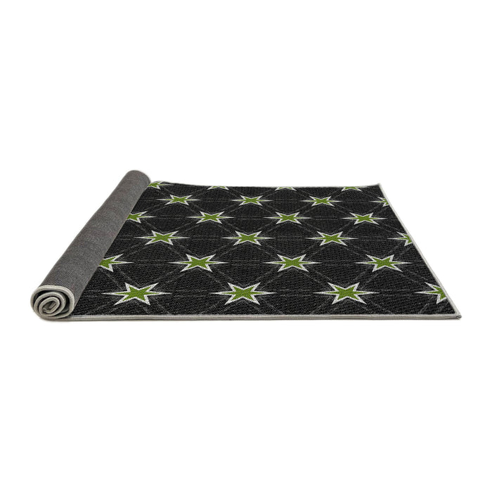 Thickness of Patterned Black Novelty Rug, pat2520