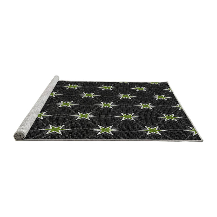 Serging Thickness of Machine Washable Transitional Black Rug, wshpat2520