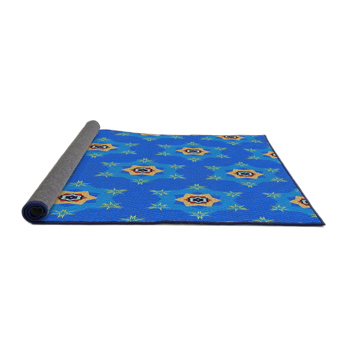 Thickness of Patterned Blue Orchid Blue Novelty Rug, pat2521