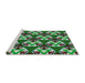 Serging Thickness of Machine Washable Transitional Green Rug, wshpat2524