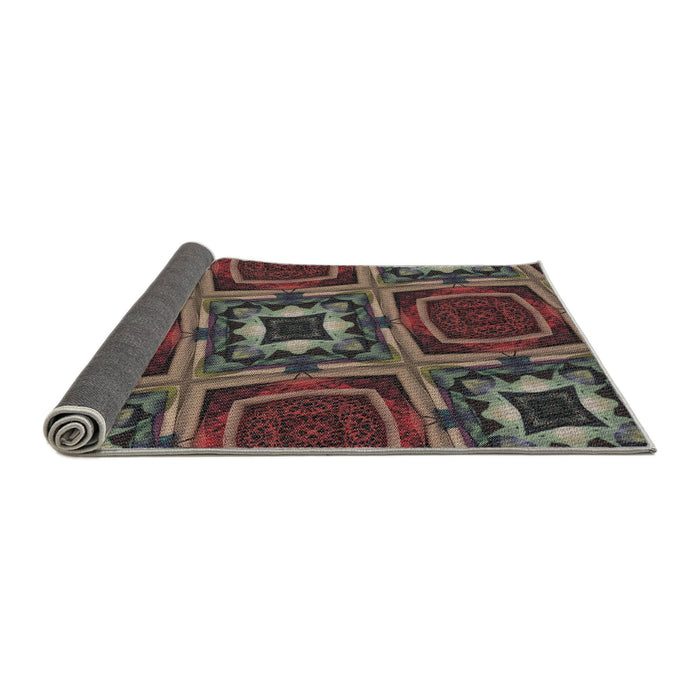 Thickness of Patterned Red Novelty Rug, pat2534