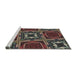 Serging Thickness of Machine Washable Transitional Night Red Rug, wshpat2534