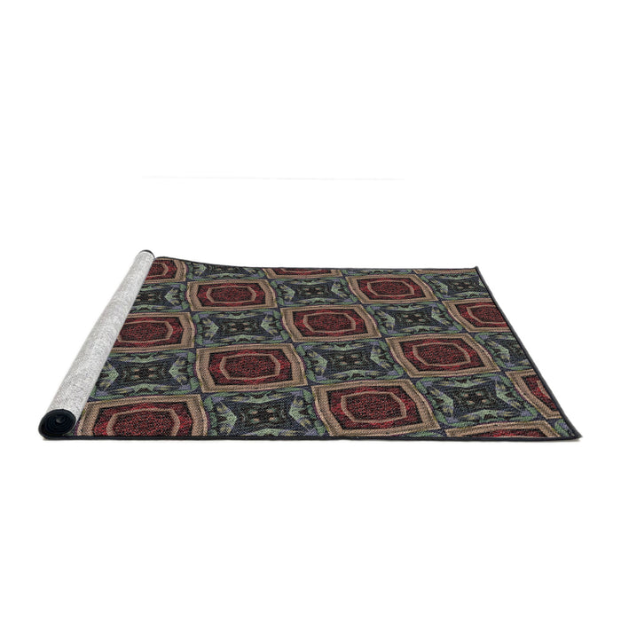 Serging Thickness of Machine Washable Transitional Midnight Gray Rug, wshpat2535