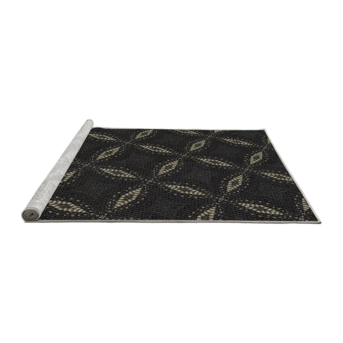 Serging Thickness of Machine Washable Transitional Carbon Gray Rug, wshpat2537