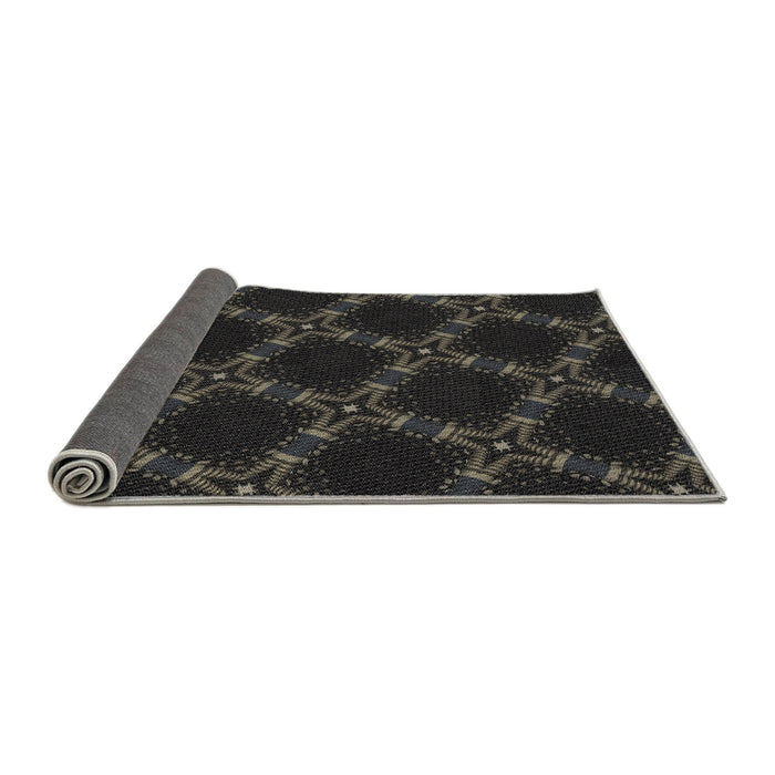 Thickness of Patterned Carbon Gray Novelty Rug, pat2538