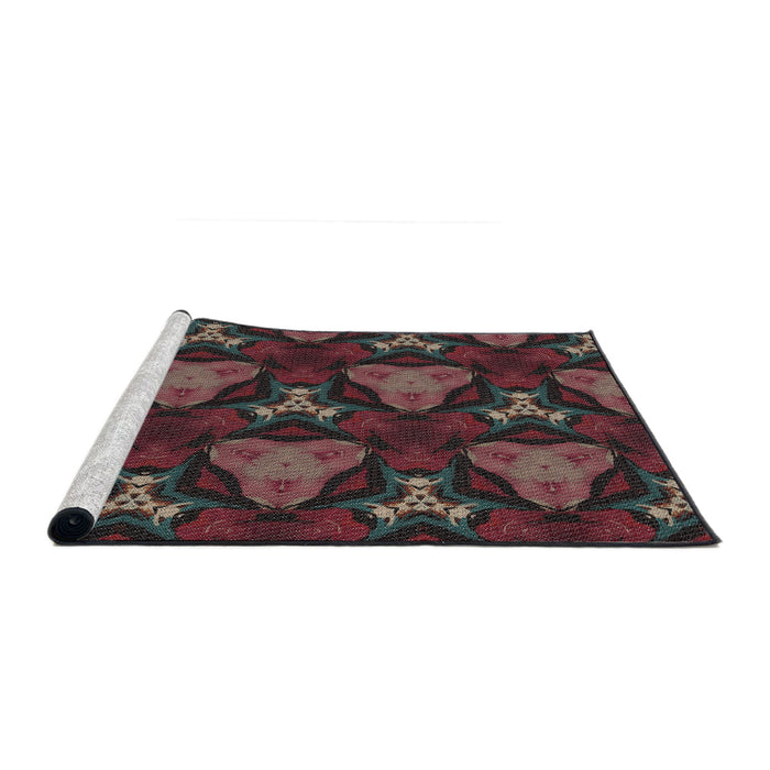 Serging Thickness of Machine Washable Transitional Mauve Taupe Purple Rug, wshpat2539