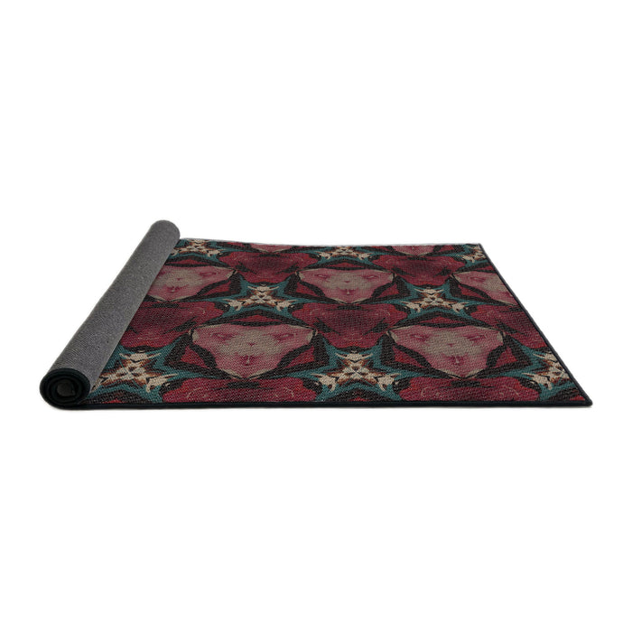 Thickness of Patterned Mauve Taupe Purple Novelty Rug, pat2539