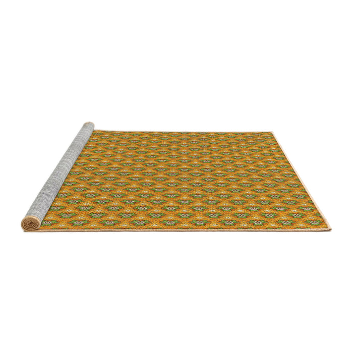 Serging Thickness of Machine Washable Transitional Gold Rug, wshpat2540