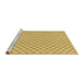 Serging Thickness of Machine Washable Transitional Mustard Yellow Rug, wshpat2542