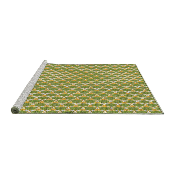 Serging Thickness of Machine Washable Transitional Green Rug, wshpat2545