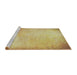 Serging Thickness of Machine Washable Transitional Mustard Yellow Rug, wshpat2546