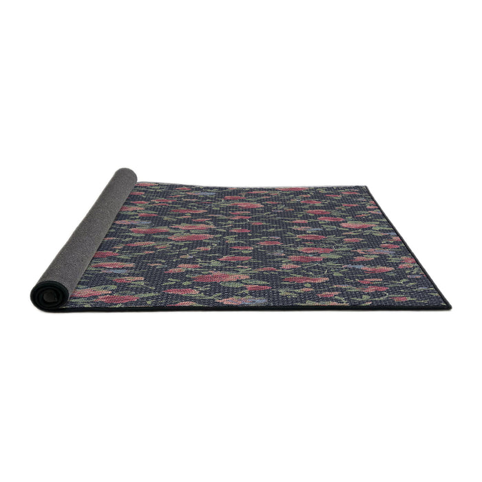 Thickness of Patterned Gunmetal Gray Novelty Rug, pat2550