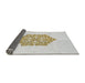 Thickness of Patterned Pearl White Beige Novelty Rug, pat2552