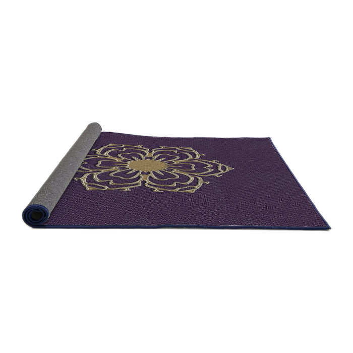 Thickness of Patterned French Lilac Purple Novelty Rug, pat2553