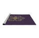 Serging Thickness of Machine Washable Transitional French Lilac Purple Rug, wshpat2553