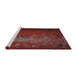 Serging Thickness of Machine Washable Transitional Cherry Red Rug, wshpat2555