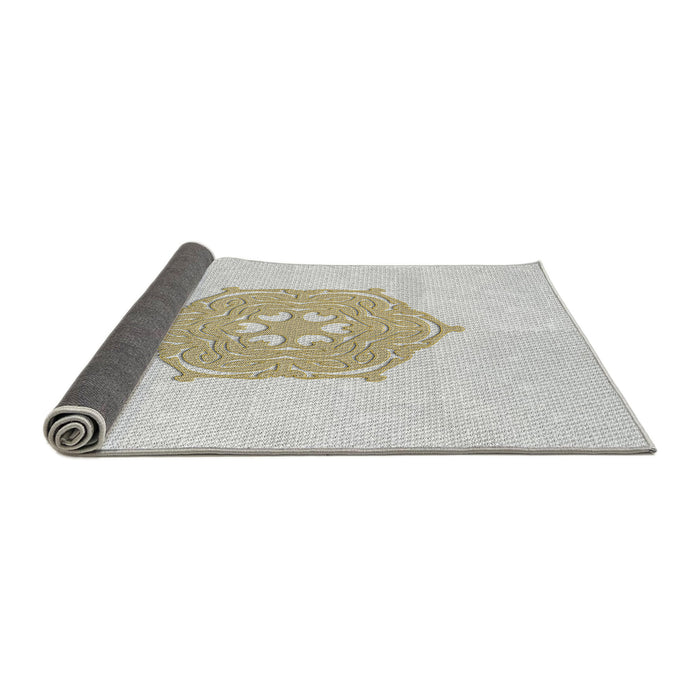 Thickness of Patterned Pearl White Beige Novelty Rug, pat2558