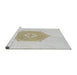 Serging Thickness of Machine Washable Transitional Pearl White Beige Rug, wshpat2558