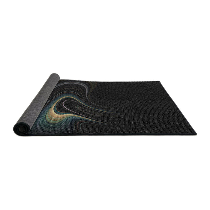Thickness of Patterned Black Novelty Rug, pat256