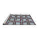 Serging Thickness of Machine Washable Transitional Light Steel Blue Rug, wshpat2563