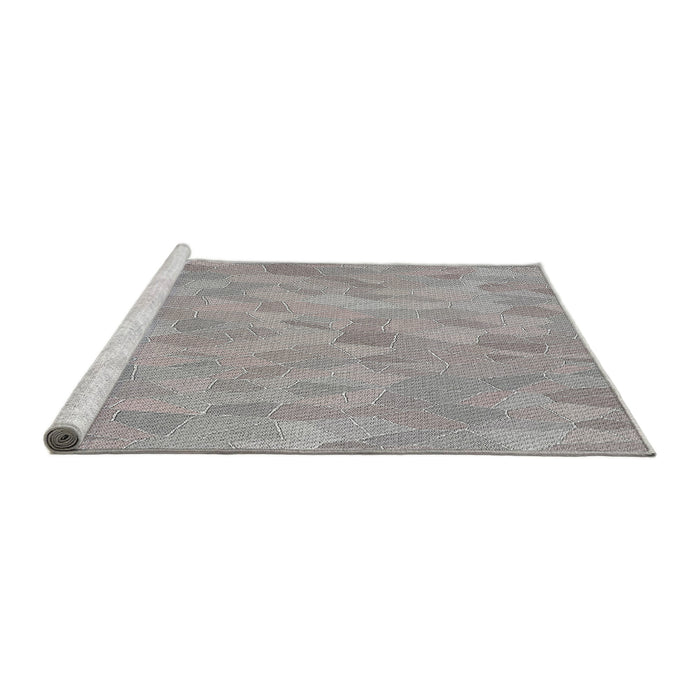 Serging Thickness of Machine Washable Transitional Gray Rug, wshpat2565