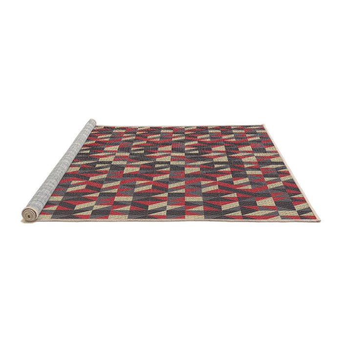 Serging Thickness of Machine Washable Transitional Brown Red Rug, wshpat2567