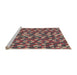 Serging Thickness of Machine Washable Transitional Brown Red Rug, wshpat2567