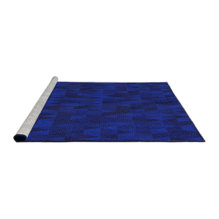 Serging Thickness of Machine Washable Transitional Earth Blue Rug, wshpat2571