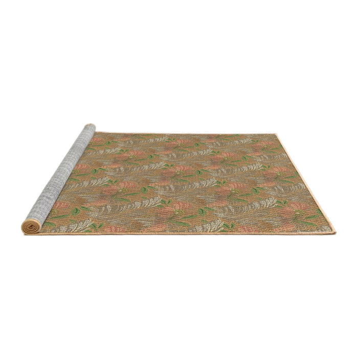 Serging Thickness of Machine Washable Transitional Saddle Brown Rug, wshpat2574