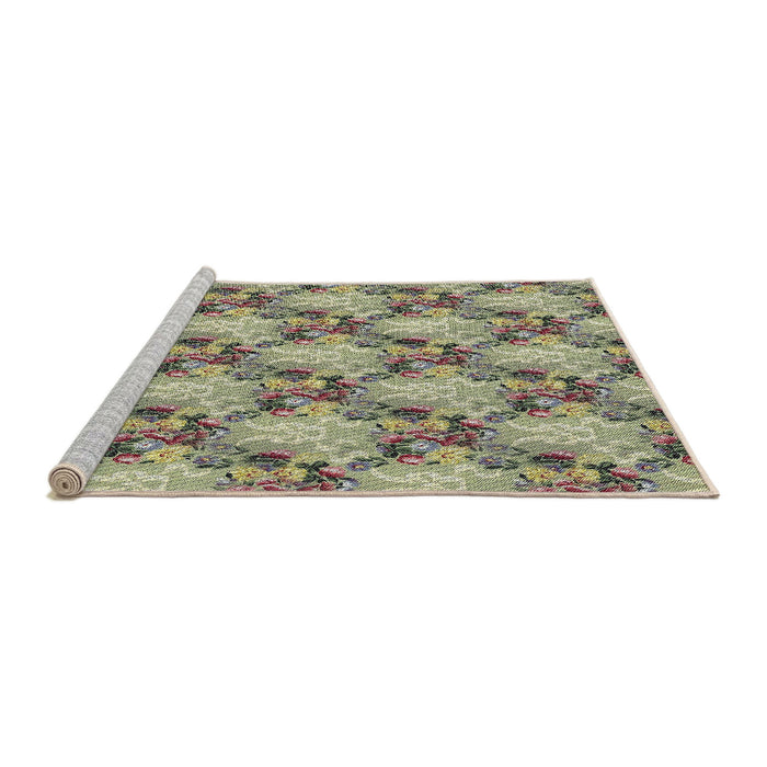 Serging Thickness of Machine Washable Transitional Brown Rug, wshpat2575