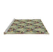 Serging Thickness of Machine Washable Transitional Brown Rug, wshpat2575