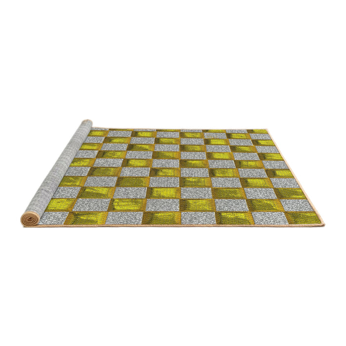 Serging Thickness of Machine Washable Transitional Brown Gold Rug, wshpat2579