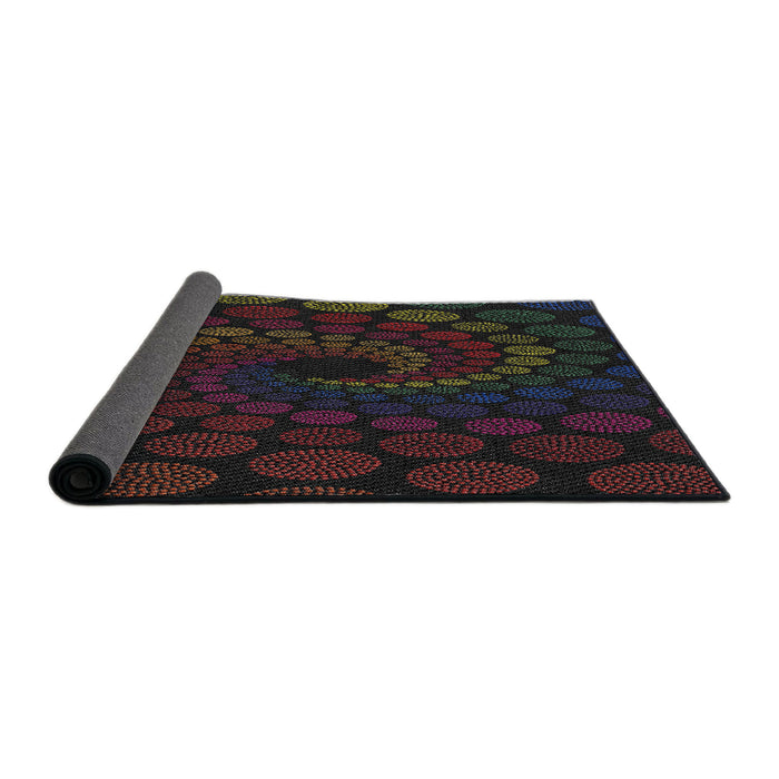 Thickness of Patterned Chocolate Brown Novelty Rug, pat2580