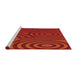 Serging Thickness of Machine Washable Transitional Fire Red Rug, wshpat2585