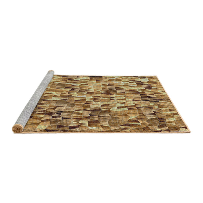 Serging Thickness of Machine Washable Transitional Saddle Brown Rug, wshpat2586