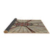 Thickness of Patterned Deep Peach Orange Novelty Rug, pat2587