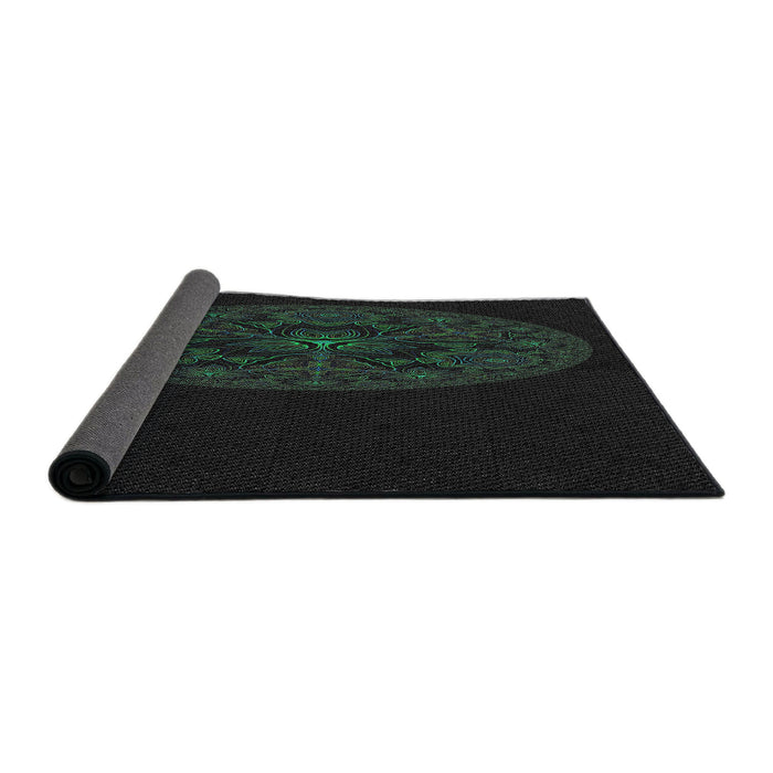 Thickness of Patterned Black Novelty Rug, pat259