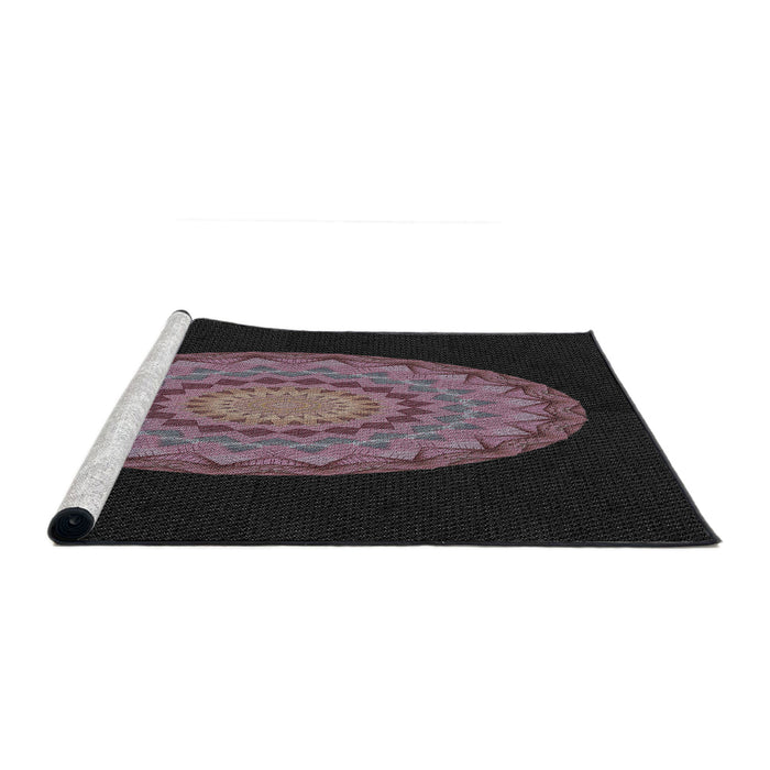 Serging Thickness of Machine Washable Transitional Mauve Taupe Purple Rug, wshpat2591